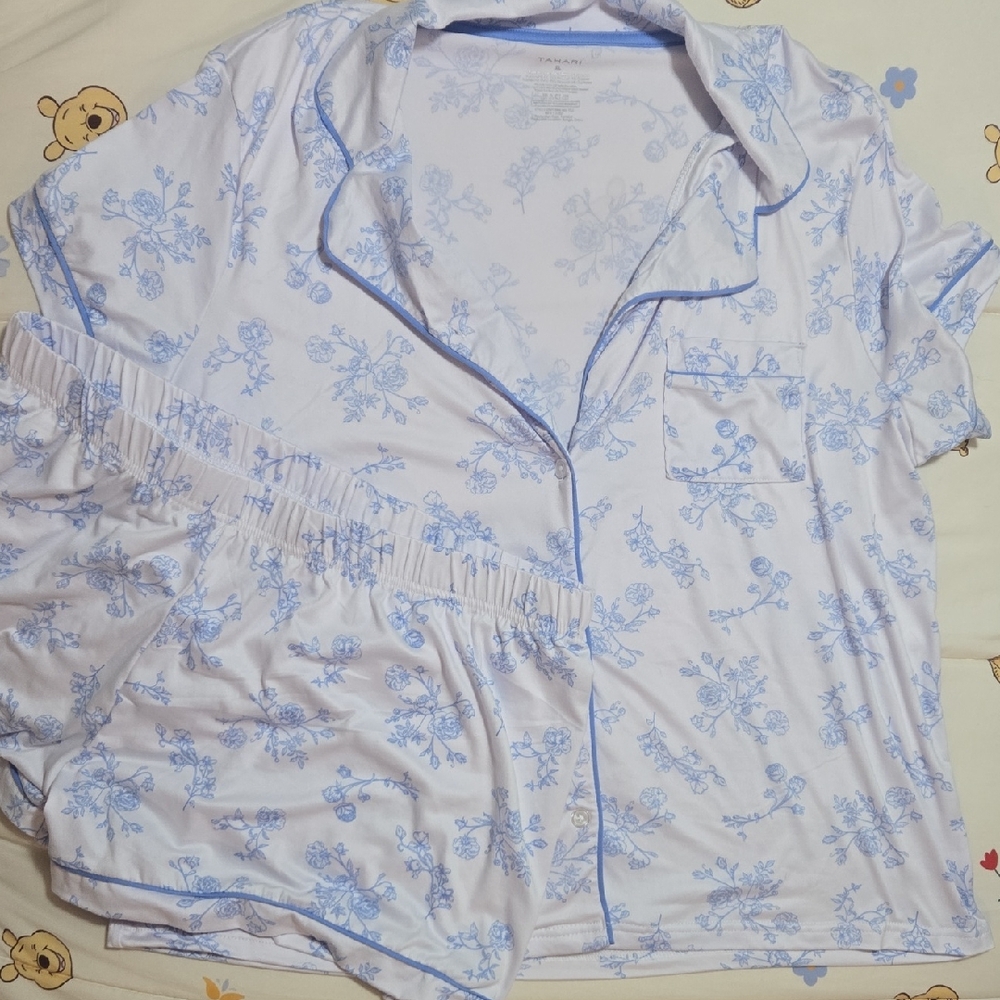 Tahari Blue and White Floral Pajama Top